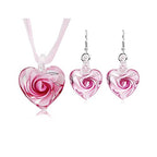 Glass Water Drop Shape Glaze Spiral Dangle Earrings Lampwork Handmade Glass Bead Geometric Earrings for Women Jewelry - color: Heart Set