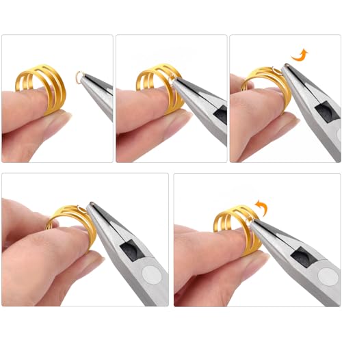 5 Pack Jewelry Pliers Tool Set, Includes Round, Chain, Needle, Bent & Zipper Pliers for Repair, Wire Wrapping & Crafts