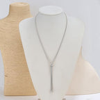 Gold Silver Necklace for Women Y Chain Adjustable Gold Long Necklaces Fashion Dainty Jewelry - color: silver B
