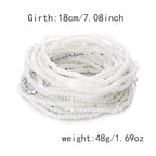 16-30Pcs Handmade Bohemian Colorful Crystal Seed Beads Stackable Adjustable Elastic Stretch Multilayerd Bracelets for Women Summer Vacation Beach Boho Bangle Jewelry - color: white