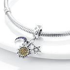 MULA 925 Sterling Silver Charms for Bracelets and Necklaces Lipstick and Bag Dangle Pendants Tower Camera Beads Jewelry Charms for Women - color: Sun Star Moon
