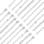 stino 20 Pack (5 Styles) No Tarnish Stainless Steel Chains for Jewelry Making, Bulk Silver Plated Chains, Satellite, Paper Clip, Lip, Rolo, Cable Mixed Styles (Silver (23 inch)) - color: Silver (23 inch)