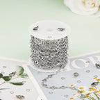 KYUNHOO 13 Feet Stainless Steel Jewelry Making Chains Silver Bulk Jewelry Hollow 4 Leaf Clover Chain for Making Crafts with Jump Rings Lobster Clasps - color: Leaf Clover Silver