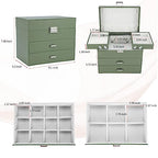 Dajasan Jewelry Organizer Box, Large Jewelry Boxes for Women Girls, Space-Saving 4 Layers Jewelry Storage Case with Drawer, Movable Metal Stand, Modern, Gift Idea (Green) - color: Avocado Green + Silver