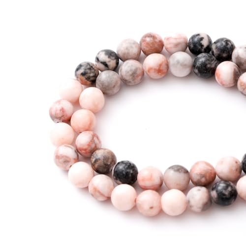 6mm 60pcs DIY Natural Pink Zebra Stone Beads Round Healing Crystal Gemstone Loose Beads for Jewelry Making Handmade Bracelet Necklace - color: Pink Zebra, size: 6mm