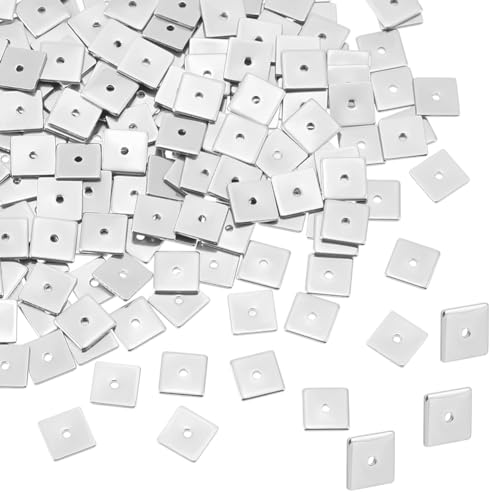 UNICRAFTALE 200pcs 8mm Square Spacer Beads Stainless Steel Loose Beads Metal Small Hole Spacer Beads Smooth Surface Beads Finding for DIY Bracelet Necklace Jewelry Making Craft, Hole 0.5mm - color: Square, size: 8mm