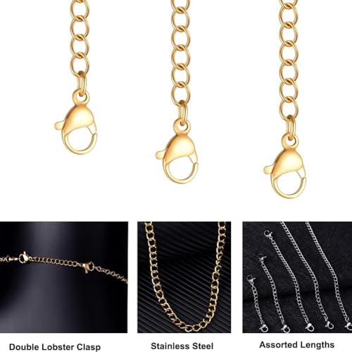 10Pcs Stainless Steel Necklace Extender Chain Links, Gold Necklace Extenders for Bracelet Anklet Stainless Steel Chain Extenders for Jewelry Making 2in 3in 4in 5in 6in (10 Gold) - color: Gold 10pcs
