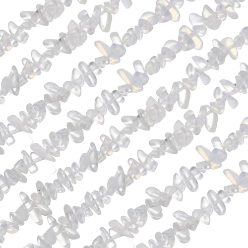 MECCANIXITY 310 Pcs Natural Drilled Opal Gemstone Chips Bulk 3mm to 5mm Dia. Irregular Tumbled Crystal Chip Beads for Jewelry Making Craft Supplies (Pale White) - color: Opal, size: 3-5mm