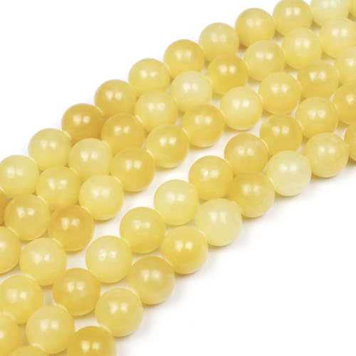 MJDCB Stone Beads Yellow Jade Round Loose Beads for Jewelry Making DIY Bracelet Necklace 4mm - color: Yellow Marble Jade, size: 4mm