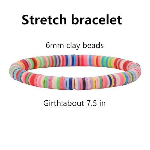 12pcs Friendship Bracelets Beaded Bracelets Heishi Bracelet Cute Bracelets Stack Vinyl Clay Disc Bead Surfer Stretch Summer Beach Bracelets For Women Preppy Bracelets - color: B-2 color 1