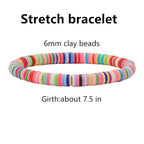 12pcs Friendship Bracelets Beaded Bracelets Heishi Bracelet Cute Bracelets Stack Vinyl Clay Disc Bead Surfer Stretch Summer Beach Bracelets For Women Preppy Bracelets - color: B-2 color 1