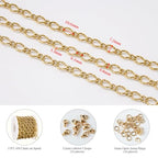 KYUNHOO 13 Feet Gold Plated Stainless Steel Bulk Chains for Jewelry Making Embossed Rhombic Chain Links with Lobster Clasps Jump Rings for Necklace DIY Supply Jewelry Findings - color: Twist Gold