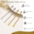 Crisjanggo 20 PCS Gold and Silver Necklace Extender Chain for Women Stainless Steel Curb Extension Bracelet Link for Delicate Jewelry 2 Inch - color: Triangle