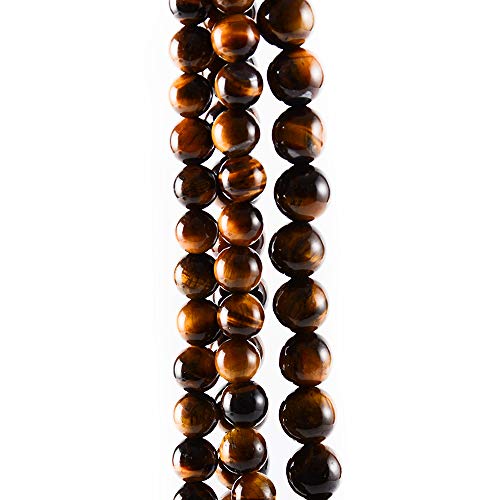 RayLineDo® 50Pcs 8mm Natural Yellow Tiger Eye Stone Round Beads Loose Beads Wholesale for Jewelry Making - color: Yellow Tiger Eye, size: 8mm