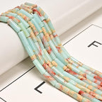 30 Pcs 4x13mm Light Blue Aqua Terra Jasper Gemstone Bead Cylinder Tube Serpentine Stone Beads for Bracelets Jewelry Making - color: Light Blue Aqua Terra Jasper, size: 4x13mm