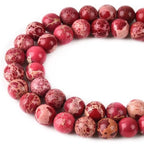 4mm Red Sea Sediment Imperial Jasper Round Gemstone Natural Stone Loose Beads for Jewelry Making Design Crafts 90 Pcs 15 Inch - color: Red, size: 4mm