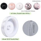 SUNNYCLUE 1 Box 180pcs Stone Beading Kit 8mm Gemstone Beads Black Pink White Jade Synthetic Turquoise Round Loose Spacer Beading Bulk with Elastic Cord for Jewelry Making Bracelets Necklaces Supplies