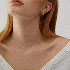 MTMY Beaded Necklaces for Women 14K Gold Plated Dainty Colorful Green/Rose Beaded Pearl Choker Necklace Delicate Boho Choker Necklace Jewelry Gift - style: CZ star tassel