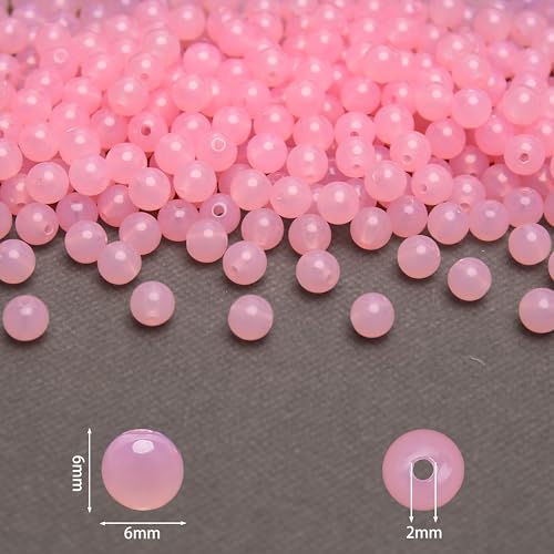 BONNY BOXX 1000PCs 6MM Jelly Light Pink Acrylic Round Beads, Smooth Transparent Acrylic Balls, Plastic Resin Gumball Bubblegum Chunky Beads for Necklace & Bracelet Making, Crafting Supplies - color: Jelly Light Pink, size: 6MM