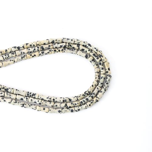 5x12mm Natural Dalmation Stone Bamboo Shape Gem Healing Energy Loose Spacer Beads for DIY Necklace Bracelet Earring - color: Dalmation