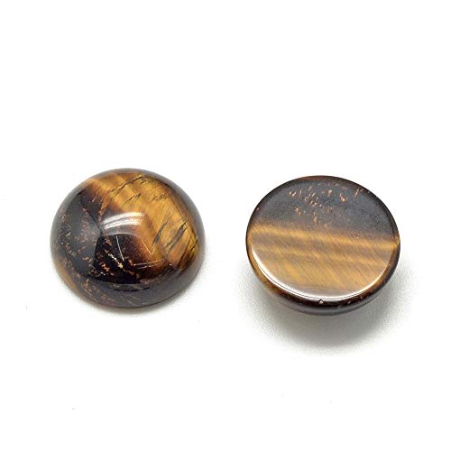 Fashewelry 50Pcs Natural Tiger Eye Cabochon Stone Half Round Beads 6mm Tiny Flat Back Gemstone Chakra Healing Crystal Cover Cabs for Jewelry Making - color: 2-Tiger Eye, size: 6x3~4mm