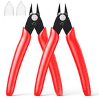 BOENFU Precision Wire Cutters Flush Cutters for 3D Print, Plastic Models, Jewelry Making, Electronics, 5 Inch Small Nippers Sprue Cutter, Red, 2-PCS - color: Red ( 2 Pack )