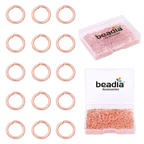 BEADIA Rose Gold Plated Jump Rings Non Tarnish 6mm 400pcs for Jewelry Making Findings - color: Rose Gold, size: 0.7x6mm