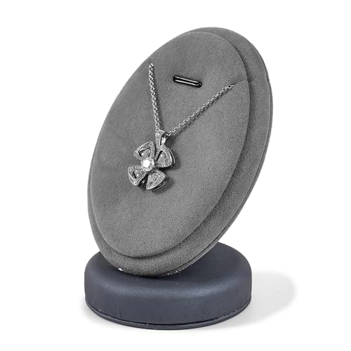 PU Leather Necklace Display Stand Microfiber Small Necklace Holder Jewelry Gift Display Stand For Birthday, Valentine's Day (Dark Gray) - color: Deep Grey