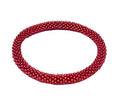 Wigspedia Crochet Glass Seed Bead Nepal Boho Bracelet - Single Piece Solid - color: Red