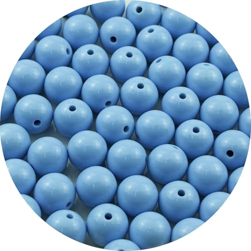 60pcs Acrylic Round Beads for Crafts 14mm Resin Candy Color Spacer Beads with Hole for Jewelry Making Sewing Crafts Decoration Necklaces Bracelets Earrings Supplies(Blue) - color: Blue, size: 14mm