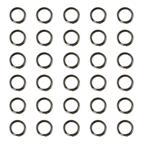 30Pcs 6-8mm Double Jump Rings for Jewelry Making, Key Rings for Keychains, Stainless Steel Mini Split Ring with Plier, Crafts Double Split Rings Fishing (8mm, Gun Black)
