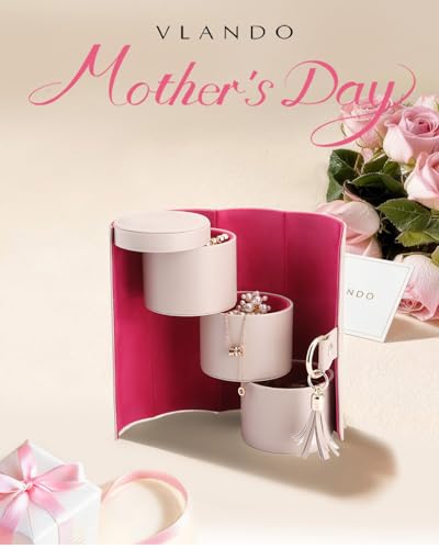VLANDO Viaggio Mothers Day Gifts Her - Small Jewelry Case Box - Travel Essential Accessories for Women, Travelers, Couples, Mom, Friends, Bridesmaid - color: A. Grey&Red