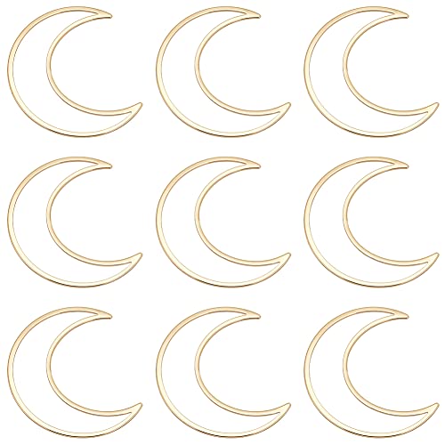 BENECREAT 10pcs Real 18K Gold Plated Moon Linking Rings Brass Hollow Frames Links Connector Charms for Bracelets Necklace Jewelry DIY Making, Festival Gift, 24.5x1mm - color: Moon