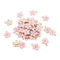 Beadthoven 100pcs Enamel Charms Cherry Blossom Daisy Flower Pendants Gold Plated Small Cute Bulk for Jewelry Making Bracelet Necklace Earrings Keychain DIY Accessories - color: 0Pink