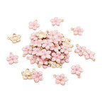 Beadthoven 100pcs Enamel Charms Cherry Blossom Daisy Flower Pendants Gold Plated Small Cute Bulk for Jewelry Making Bracelet Necklace Earrings Keychain DIY Accessories - color: 0Pink