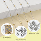 SMYHTGLIF 16.4 Stainless Steel Cable Chain Gold Bead Chain for Jewelry Making DIY Craft Jewelry Making Supplies - color: Bead Gold