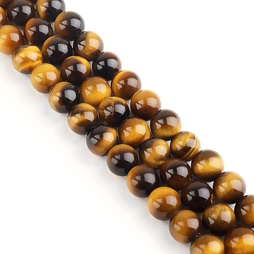 HAAMIIQII 6mm Natural Yellow Tiger Eye Beads Round Gemstone Loose Beads for Jewelry Making 2 Strands (120-130pcs) - color: Yellow Tiger Eye, size: 6mm (120-130pcs)