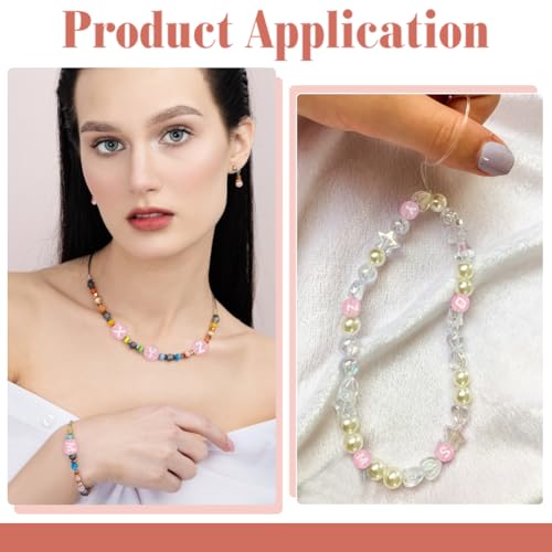 1000Pcs Transparent Letter Beads Acrylic Mixed Alphabet Beads Flat Round Disc Spacer Bead White Alphabet Pattern Loose Bead for Bracelet Necklace Jewelry Making 7x4mm Pearl Pink - color: Pearl Pink