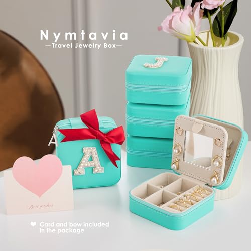Initial Jewelry Box, Travel Jewelry Case, Blue, Modern, Mother's Day Gift for Women - color: Blue, size: F