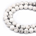 Bymitel 60 pcs Natural Genuine Real Round Loose Stone Beads Gemstone Spacers for Charm DIY Jewelry Making 15.5" per Strand 6mm (White Howlite, 6mm) - color: White Howlite, size: 6mm