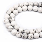 Bymitel 60 pcs Natural Genuine Real Round Loose Stone Beads Gemstone Spacers for Charm DIY Jewelry Making 15.5" per Strand 6mm (White Howlite, 6mm) - color: White Howlite, size: 6mm