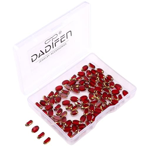 Glass Rice Beads Clear Wine Red 4x6mm 50pcs Faceted Oval Golden Edge Crystal Loose Beads for DIY Craft Jewelry Making - color: Clear Wine Red