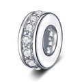 925 Sterling Silver Spacer Charm Bead with Clear CZ for Pandora Charms Bracelets - color: Clear