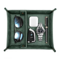 SITHON Valet Tray Desktop Storage Organizer, Removable 2 Compartments Catchall Tray Bedside Vanity Nightstand Caddy Holder Desk Storage Plate, Dark Green - color: Dark Green
