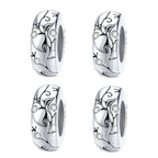 Clip Stopper Charms Sterling Silver Rondelle Spacer Bead for Bracelets (Silver) - color: Retro-Silver 4pcs