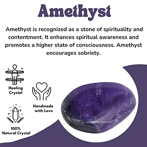Amazing Gemstone Amethyst Crystal Tumbled Stones Polished Rocks - Natural Gem Stones for Healing - DIY Crystals for Protection (1 Piece) - color: Amethyst