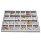 Juvale Velvet Jewelry Organizer Tray - Earring Tray Insert with 24 Compartments - Stackable Jewelry Drawer Organizer - Includes Bracelet Holder Slots - Gray, 14 x 10 in - size: 24 Grids