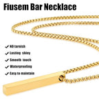 Fiusem Pendant Necklace for Men, Silver Tone/14k Gold Plated/Black Mens Pendant Necklaces with 2.5 mm Box Chain, Stainless Steel Bar Chain, 18-28 Inches - color: gold, size: 26 Inches, style: Pierced Rectangle