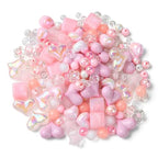 Ipotkitt 160 Pcs Pink Themed Transparent Opaque Acrylic Beads Mixed Shapes Heart Round Flower Star Beads Plastic Spacer Loose Beads for Jewelry Making - color: 160pcs-Pink Themed Beads-6~17mm