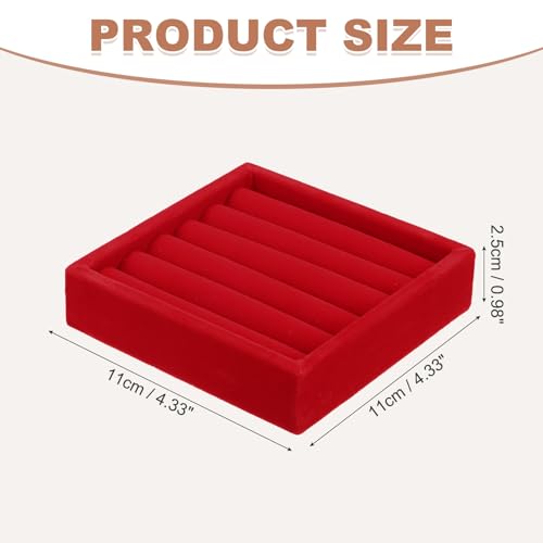 uxcell Stackable Jewelry Storage Tray, Jewelry Tray Drawer Organizer, Small Display Box for Earrings, Necklaces, Rings and Bracelets, Red - color: Red